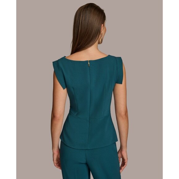 Donna Karan Women's Sleeveless Asymmetric Blouse Green Size L MSRP $99 - Picture 5 of 5